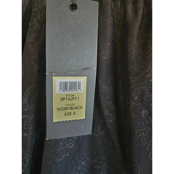 Rachel Zoe Ivory Black Halter Jumpsuit SZ 6 Ruffled Slraps Silk Tassled Tie NWT - Picture 11 of 11